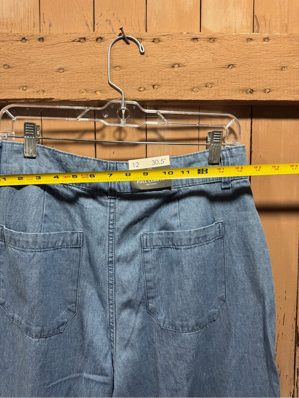 NWT Who What Wear High-Waist Full Length pleated chambray Denim Trousers - Picture 6 of 10